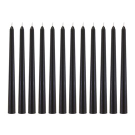 Mega Candles 12 pcs Unscented Black Taper Candle, Hand Poured Wax Candles 10 Inch x 7/8 Inch, Home Décor, Wedding Receptions, Baby Showers, Birthdays, Celebrations, Party Favors & More