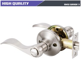 Keyed Alike Entrance Lever Door Handle for Exterior Front Doors/Interior Bedroom Bathroom Doors, Reversible Handing, Keyed Alike/Combo Keys 5 Pack, Satin Nickel Finish