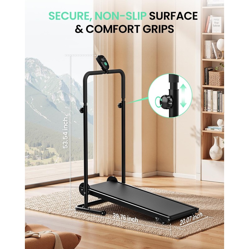 AKLUER Manual Treadmill with Incline - Dual Flywheel, Non-Electric for