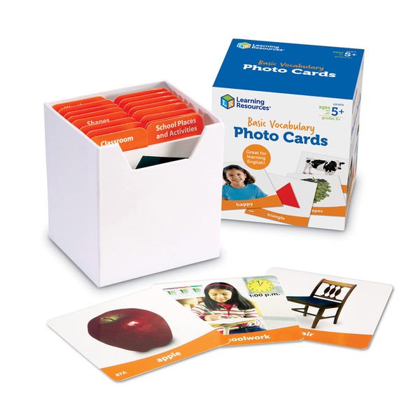 Learning Resources Basic Vocabulary Photo Cards, Vocabulary/Phonics Learning, Educational Games for Kids, 156 Cards, Ages 5+