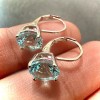 LEOPRA Blue Topaz Silver Plated Leverback Earrings 6MM Blue Dangle