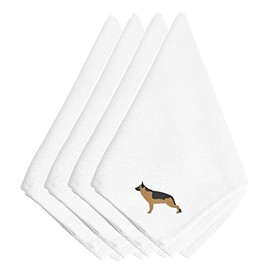 Caroline's Treasures BB3424NPKE German Shepherd Embroidered Napkins Set of 4 Napkin Cloth Washable, Soft, Durable, Table Dinner Napkins Cloth for Hotel, Lunch, Restaurant, Weddings, Parties