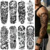Aresvns 8 Sheets Realistic Black Temporary Tattoo Sleeves for Men