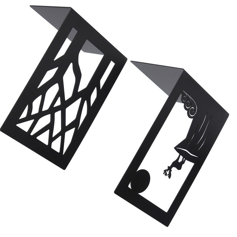 2pcs Metal Bookend Desktop Bookshelf Storage Book Documents Divider Craft