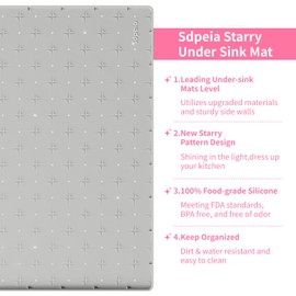 Sdpeia Under Sink Mat for [31" x 22"] Cabinet, Upgraded Silicone Waterproof Mat Kitchen Cabinet Liner Cabinet Protector Kitchen Organizers and Storage
