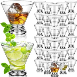 Funnymoom 36 Pcs Martini Glasses Bulk 8oz Plastic Stemless Reusable Cocktail Glasses Clear Shot Glass Supplies for Home Bar Restaurant Wedding Birthday Housewarming Espresso Martini Party