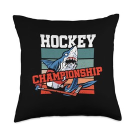 Athletic Hockey Ice Rink Team Sports Championship Shark Sports Player Ice Hockey Throw Pillow, 18x18, Multicolor