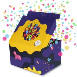 FETTIPOP Exploding Confetti Gift Box DIY (Purple) 18.5 x 14 x 11 cm, Surprise Explosion Box Pop Up with Wow Effect