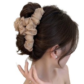 Hair Clip, Large Hair Clip, Hair Clip, Chiffon, Princess Hairpin, Hair Clip, Popular, Elegant, Cute, Simple, Stylish, Hair Accessory, Clip, Firm, Thick Hair, Korean Style, Stylish, Gift, Women's, Black