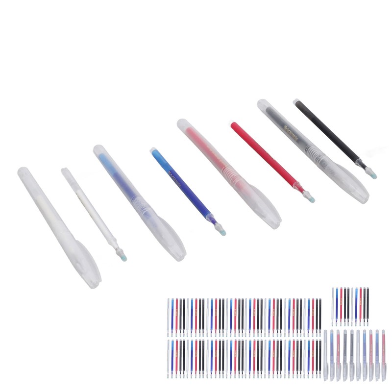 100Pcs Heat Erase Pens Erasable Smoother Writing Various Colors Fabric