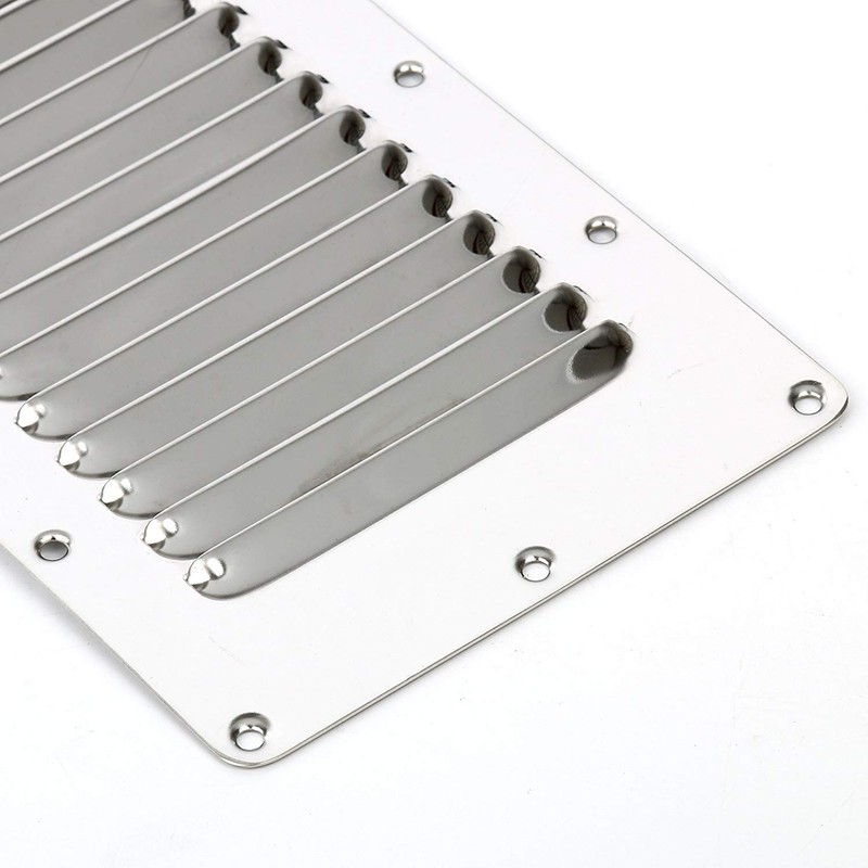 Amarine Made Stainless Steel Stamped Louvered Vent Rectangular Marine Vent