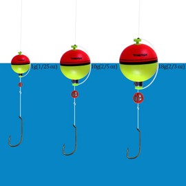 THKFISH Bobbers de pesca, 5 unidades, flotadores redondos de espuma EVA, rojo/verde, accesorios de boya de pesca de resorte para agua salada de agua dulce 1/25 onzas (0.8 x 1 pulgada)