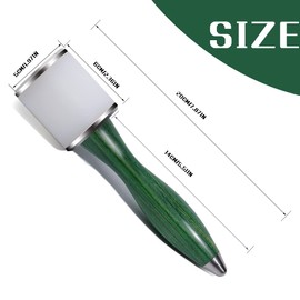DIUDUS Leather Carving Hammer Leather Working Mallet Leather Maul DIY Leathercraft Mallet Stamping Tool with Nylon Straight Head Wood Handle for Leather Work (Green/Water-Rippled)