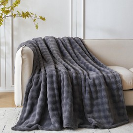 COOVA Super Soft Throw Blanket - Fuzzy Cozy Plush Thick Bubble Blanket for Sofa, Warm Fleece Fluffy Lola Blanket, for Women,Couch,Bedroom,Living Room,Chair.(Dark Grey, 50"x60")