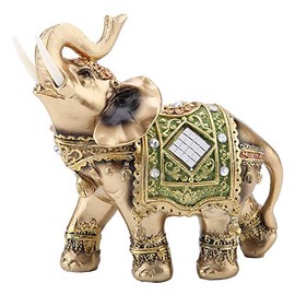Hilitand Green Elephant Statue, Ornaments Sculpture Figure Lucky Feng Shui Lucky Home Car Shelf Decoration Decor (L)