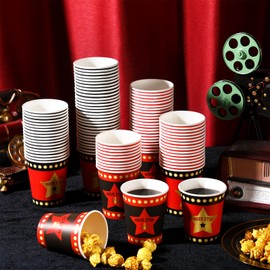 Jingmore 100 Count Movie Night Paper Cups 9 oz Disposable Hot/Cold Beverage Drinking Cups for Star Red Carpet Party Supplies Decorations.