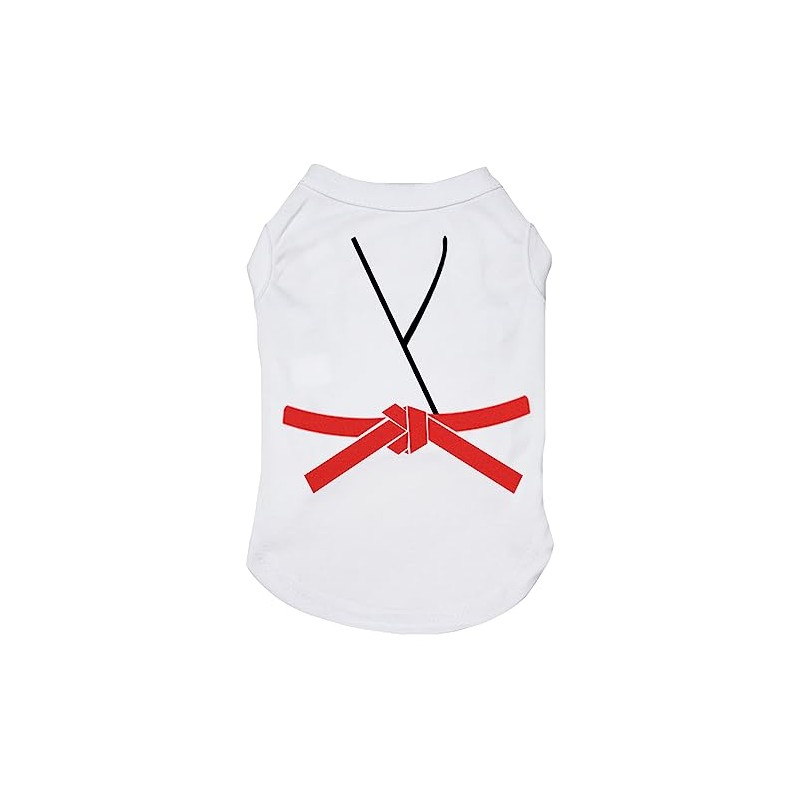 Petitebelle Judo Karate Taekwondo Jersey Puppy Dog Shirt (White/Red, XX-Large)