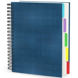EUSOAR 5 Subject Notebook with Tabs, 1pcs B5 7.3"x10.2" Spiral College Ruled, 100GSM 120Sheets/ 240Pages of Lined Paper, Thick Hardcover with Free Dividers, for Office Note Taking Writing-Royal Blue