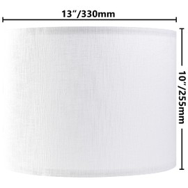 Set of 2 Pure White Linen Drum Lamp Shade 13" Top x 13" Bottom x 10" High (Spider) Contemporary Lamp Shades for Table Lamps & Bedside Lamps Replacement Lampshade - GO&SO - Assembly is Required