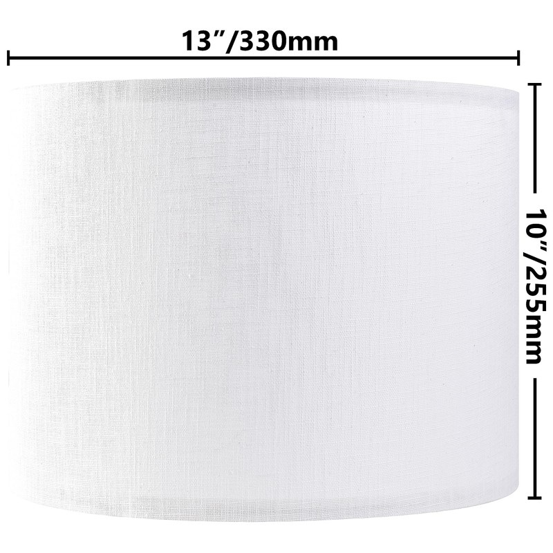 Set of 2 Pure White Linen Drum Lamp Shade 13"
