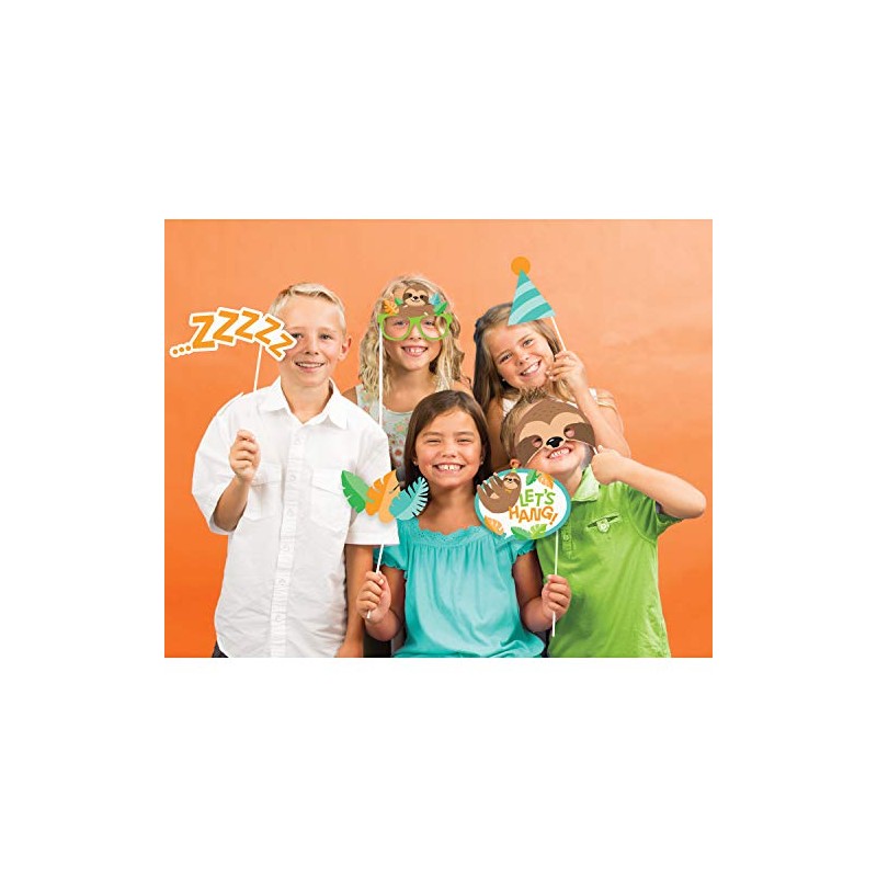 Creative Converting Sloth Party Photo Booth Props, 10 ct, mulit-color,