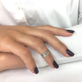 81stgeneration Women's .925 Sterling Silver Midi Finger Wave Adjustable Toe Ring