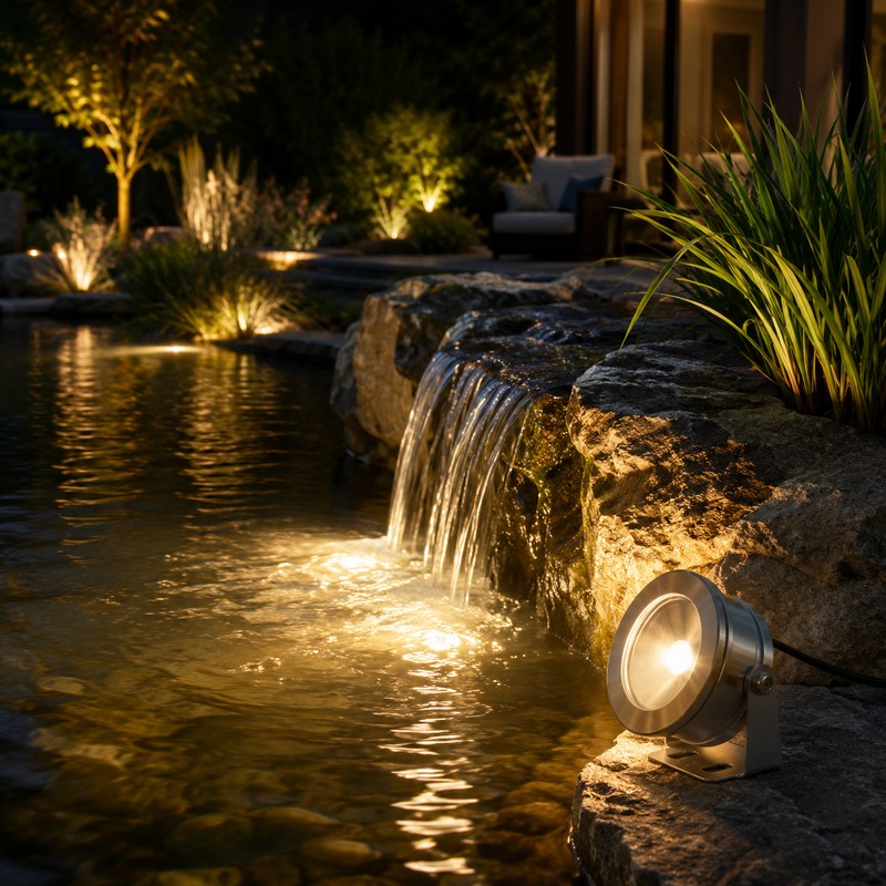 10W LED Landscape Spotlight for Ponds – 12V Stainless Steel