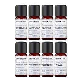Essential Oils Set No. 4 (Basic Fragrances) of wesentlich. Citronella, Benzoin Siam, Cajeput, Anise, Geranium, Fennel, Thuja and Clove - 100% Natural