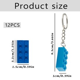 Bojueshaw 12pcs Colorful Building Block Keychains,Plastic Brick Keyrings for Birthday,Party Favors,Bag Fillers & DIY Decor(Multicolor)