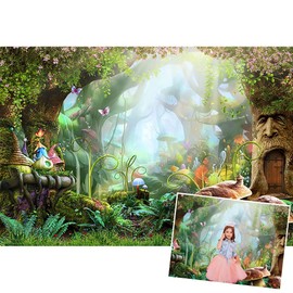 Avezano Fairy Tale Photo Background 2.1 x 1.5 m Enchanted Forest Flower Photography Background Studio Video Backgrounds Baby Girls Children Birthday Party Photo Booth Background Decoration