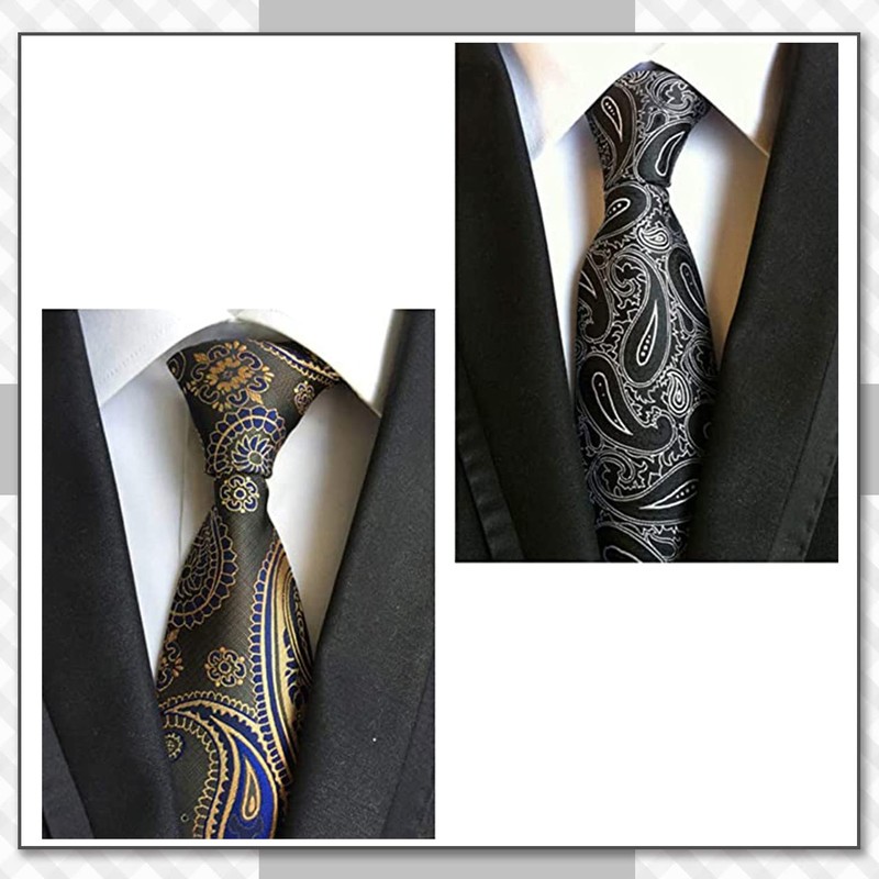 CHROME CRANE NR008 Men's Necktie, Paisley, Solid Suit, Business, Casual,