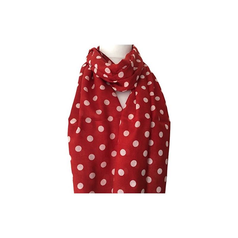 Purple Possum® Red Polka Dot Scarf, White Spotted Wrap, Ladies