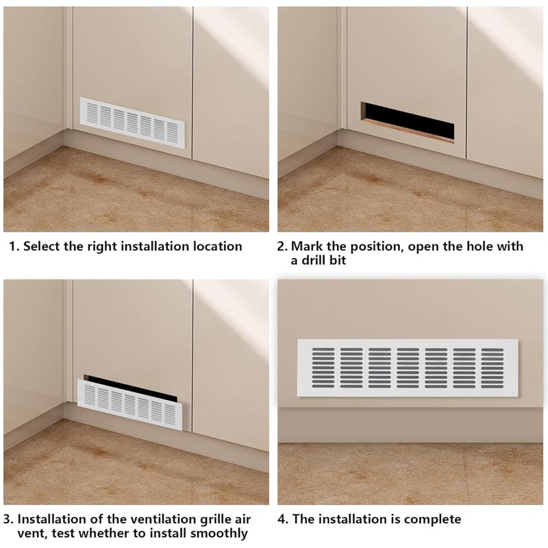2pcs Cabinet Furniture Vent Covers,Louvered Ventilation Cover,Aluminium Alloy Ventilation Grille,Rectangle