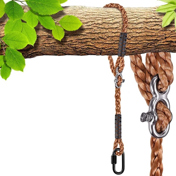 SELEWARE Tree Swing Rope Hammock Chair Strap Hanging Kit, Length Adjustable Nylon Rope Holds to 454kg, Perfect for Playground Set, Children Swing, Outdoor Hammock and Hanging Chair, 200cm