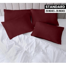 Utopia Bedding Standard Pillow Cases - 4 Pack - Envelope Closure - Soft Brushed Microfiber Fabric - Shrinkage and Fade Resistant Pillow Covers Standard Size 20 X 26 Inches (Standard, Burgundy)