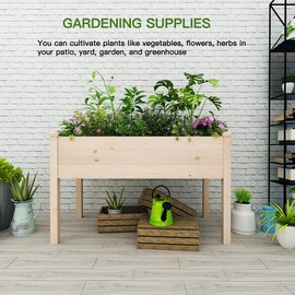 Barkaon Raised Garden Bed 48x24x30in，Elevated Wood Planter Box Stand for Backyard, Patio w/Bed Liner