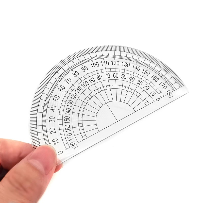 Qancekoo 3pcs Clear Plastic Geometry Protractors 180 Degrees Ruler Math
