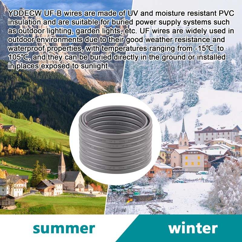 YDDECW 14/2 UF-B Wire - 150FT 100% Pure Copper 10AWG