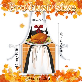 clothmile 2 Pcs Thanksgiving Aprons Boy Girl Pilgrim Aprons with Adjustable Waist Ties Couples for Autumn Harvest Party