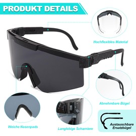 Homelyxe Fast Glasses Men Women Cycling Glasses Sports Sunglasses UV400 Protection Sports Glasses Windproof Road Bike Glasses Adjustable Bicycle Glasses for Rave Running Cycling Sports Mountaineering