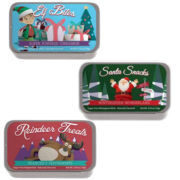 Christmas Novelty Mint Tins Gift (Set of 3) Stocking Stuffer Christmas Candy For Adults, Chrildren and Kids