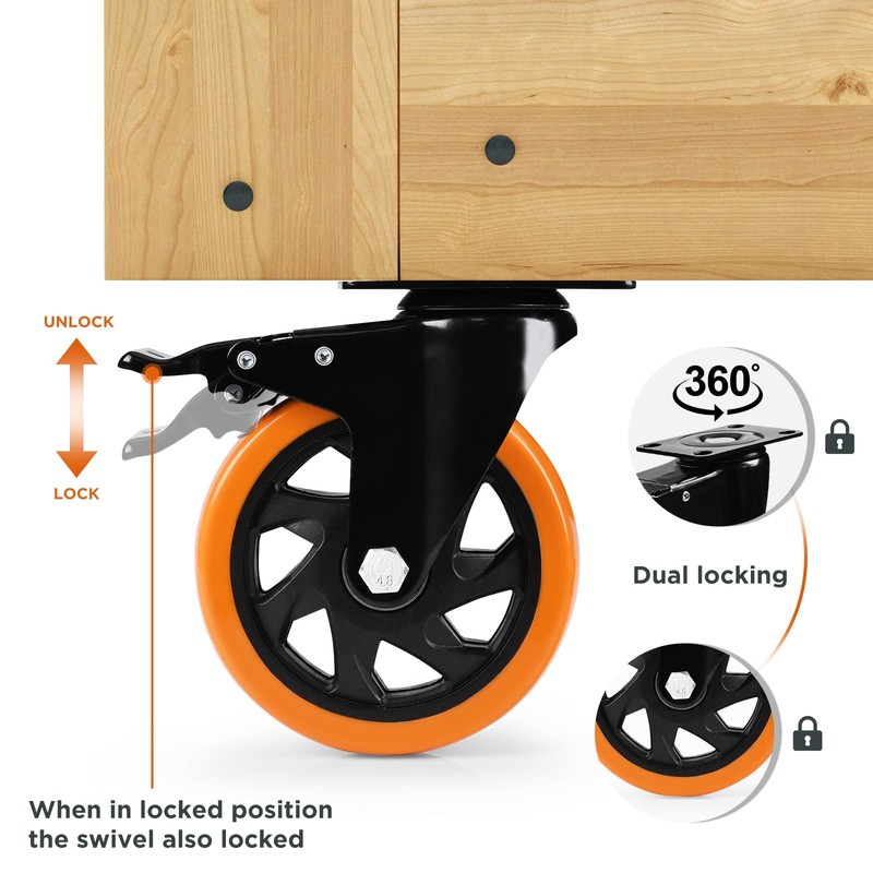 Caster Wheels, Heavy Duty 3 Inch Casters Set of 8,