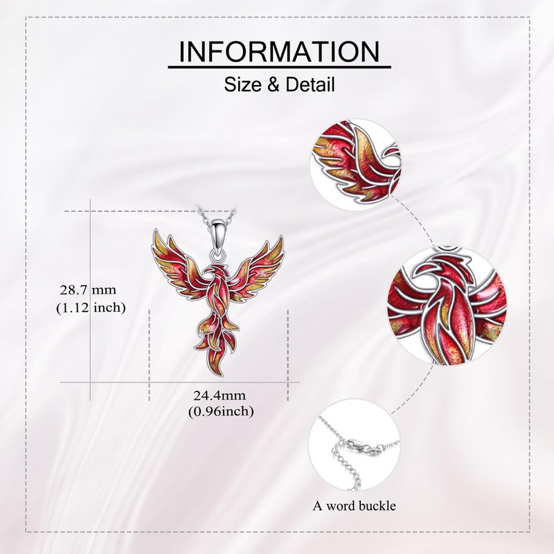 CUPENDA Phoenix Necklace S925 Sterling Silver Rising Phoenix Pendent Jewelry