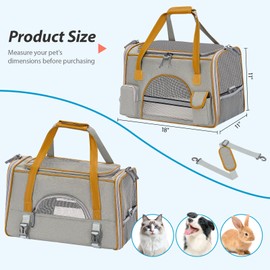 Pesen 18x11x11 Inches Cat, Dog Carrier– Fits Pets Up to 16 lbs, Anti-Collapse Design, Multiple Storage Pockets, Cat Carrier Soft Ideal for Medium Cats, Puppy, Rabbits and Other Small Animals