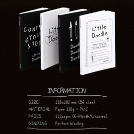 Monolike B6 Little Doodle Diary 6 Month Planner, 03. Calendar - Academic Planner, Weekly & Monthly Planner, Scheduler, Undated Planner, 128x182mm