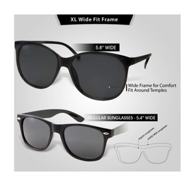 Polarized Sunglasses for Women Large Cat Eye | Wide Frame | Large Face Fit (Black)