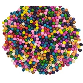 500pcs Large Hole Barrel Wood Beads, ZODKSNO 11 * 12mm Natural Wooden Spacer Balls Multicolor Braid Hair Beads for Craft Making