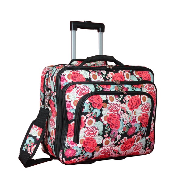 World Traveler Rolling 17-Inch Laptop Briefcase Computer Case, Flowers, One