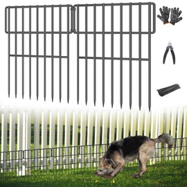 25 Panels Garden Fencing Animal Barrier, 17in (H) X 27ft (L) No Dig Dog Fence, 1.25 in Gap Fence Border for Dogs Rabbits, Rustproof Metal Decorative Fences Blocker for Outdoor, Yard, Patio