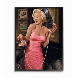 Stupell Industries Marilyn's Call Glam Fashion Illustration Black Framed Wall Art, 16 x 20, Multi-Color
